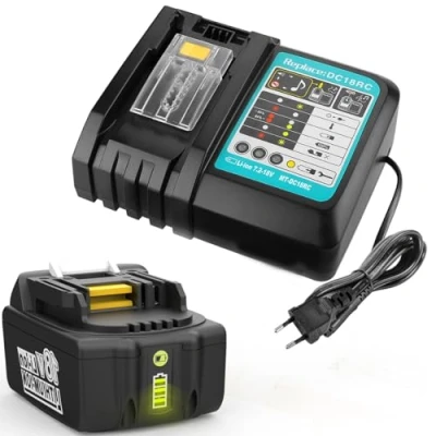 Afbeelding van Energup Vervangende accu van 18 volt en 4,0 Ah oplader, geschikt voor Makita BL1840 BL1830 BL1850 LXT400 (accu DC18RA DC18RC 3A oplader)