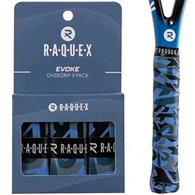 Afbeelding van Raquex Evoke Camo Overgrip Tape, griptape voor tennisrackets, antisliptape, over grip padel, badminton en squash, set van 3 stuks (Raquex Camo)