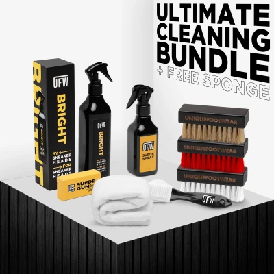 Afbeelding van UFW Ultimate Sneaker Cleaning Kit (9 in 1) Complete Reiniger Set Suede &amp; Spray + 4 Borstels Gum Doek Wonderspons Voor Alle Materialen (Suède, Leer, Mesh, Rubber)