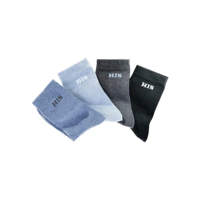 Afbeelding van H.I.S Basic sokken met ingebreid logo (set, 4 paar)