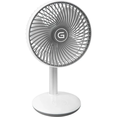 Afbeelding van Tafelventilator Gutfels Venti 3010 R, 4 snelheden, 2 standen, kantelbaar, batterijvoeding tot 12 uur, wit