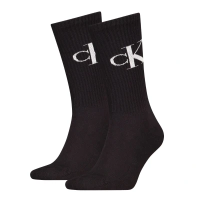 Afbeelding van Calvin Klein 2 paar Crew sokken Logo monogram 42 Zwart