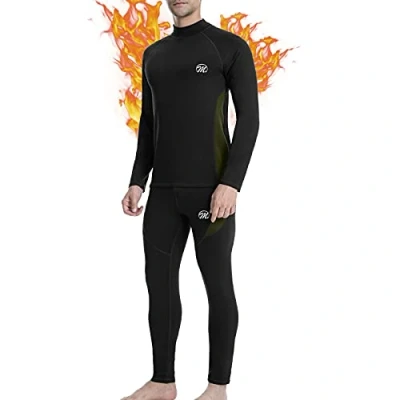 Afbeelding van MEETWEE thermo ondergoed voor heren, functioneel ondergoedset, ski ondergoed, winterpak, ademend, lang outdoor, jacht, hardlopen, zwart, L