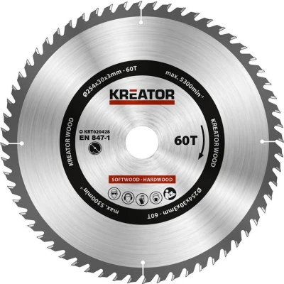 Afbeelding van Kreator KRT020428 Cirkelzaagblad 254mm 60T voor hout