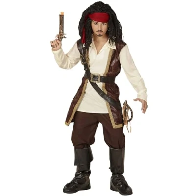 Afbeelding van Widmann Piraat &amp; Viking Kostuum Pedro Jongen Bruin Maat 158 Carnavalskleding Verkleedkleding