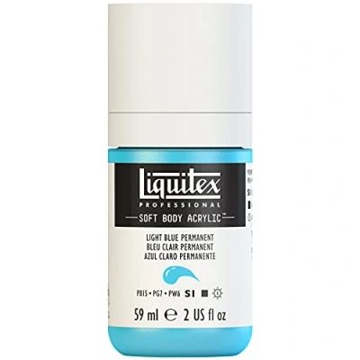 Afbeelding van Liquitex 1959770 Professional Acrylfarbe Soft Body Künstlerfarbe in cremiger deckender Konsistenz, hohe Pigmentierung, lichtecht &amp; alterungsbeständig, 59ml Flasche Hellblau Permanent