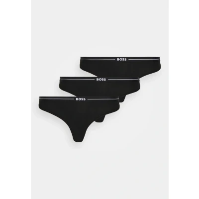 Afbeelding van HUGO BOSS dames String met logo in 3 pack de kleur Zwart, maat: S