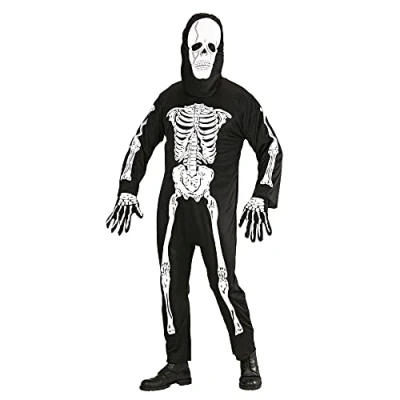 Afbeelding van Widmann Spook &amp; Skelet Kostuum Mr. Skeleton Rontgen Man Zwart / Wit Small Halloween Verkleedkleding