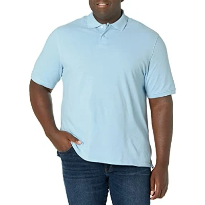 Afbeelding van Amazon Essentials Men&#039;s Poloshirt van piqué katoen met normale pasvorm (verkrijgbaar in grote en lange maten), Lichtblauw, XXL