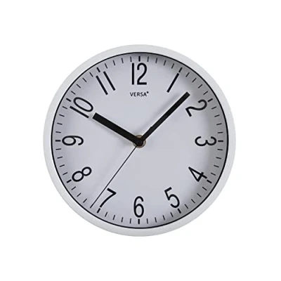 Afbeelding van Versa Raven Stille decoratieve wandklok, voor keuken, woon of eetkamer Gemakkelijk af te lezen, Afmetingen (H x B H) 20 4,3 cm, Polypropyleen, Kleur Wit en zwart