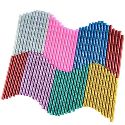 Afbeelding van KUUQA 70 stuks glitter Hot Melt lijm hete zelfklevende patronen lijmsticks sticks universele stiften voor doe het zelf kunst handwerk 7 x 100 mm (7 kleuren)