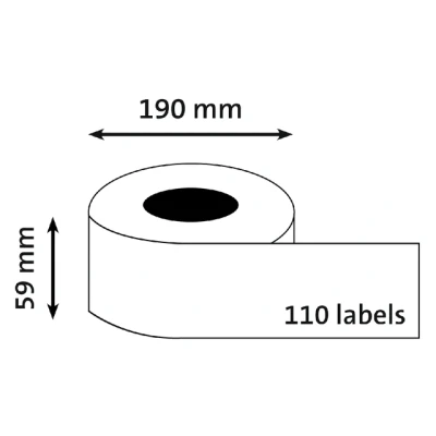 Afbeelding van Dymo 99019 (S0722480) Etiket Zwart op wit (59 mm x 190 mm)