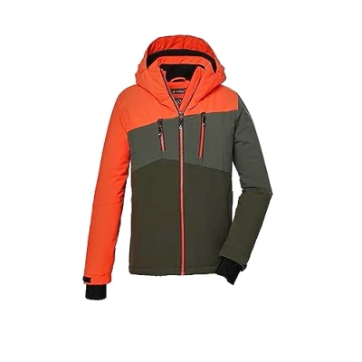 Afbeelding van killtec Jongens SKI jas/functioneel jack met capuchon en sneeuwvanger KSW 150 BYS JCKT, neon pure orange 164, 41186 000