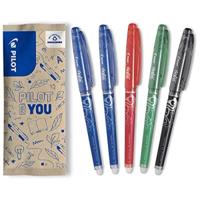 Afbeelding van PILOT FriXion Point, uitwisbare rollerbalpen, set van 5 (blauw, rood, groen, zwart)