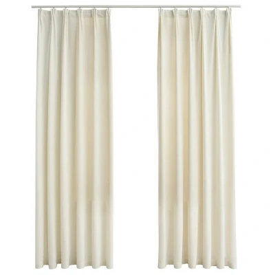 Afbeelding van Gordijnen verduisterend 2 st met haken 140x225 cm fluweel crème