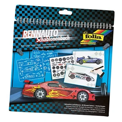 Afbeelding van folia 41202 sjablonenboek racewagen, blok met 36 schildersjablonen, 5 sjablonen en 1 stickervel ideaal voor jongens