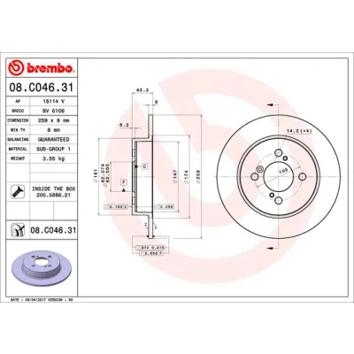Afbeelding van Brembo Remschijf 08.C046.31