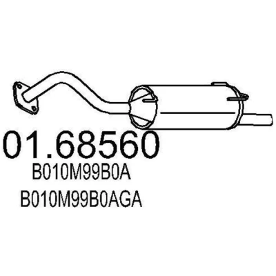 Afbeelding van MTS 01.68560 Einddemper 820mm NISSAN: Micra II Hatchback (K11) 1.0 i 16V, 1.3 1.4 16V 1992 2003