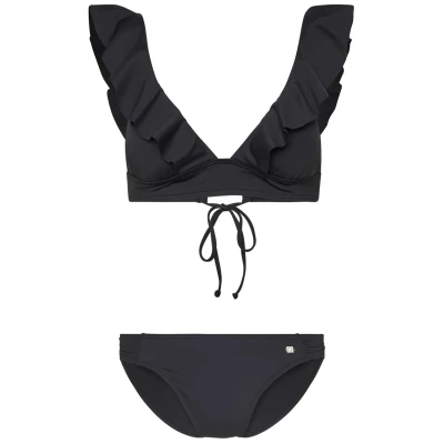 Afbeelding van Lascana Jette Triangel Volant SET Bikini, Dames, Maat: 38xC/D, Black