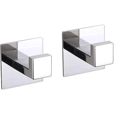 Afbeelding van handdoekhaken, zelfklevend, zonder boren, 2 stuks, roestvrij staal, wandhaken, ideaal voor keuken, badkamer, handdoekhouder, slaapkamer, chroom