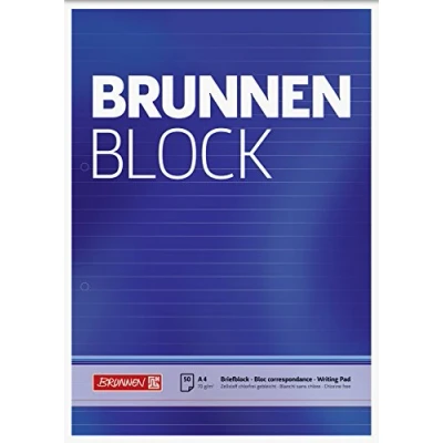 Afbeelding van Brunnen Baier &amp; Schneider 1052757 Briefblok, schrijfblok, Block, A4, gelinieerd, 50 vellen, 70 g/m², 2 voudig geperforeerd