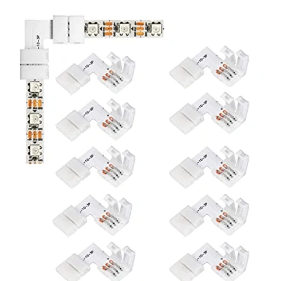 Afbeelding van ENQIMAOYI L vorm 3 pins rechte hoek soldeerloze connectoren 10 mm LED lichtconnector 3pin voor WS2811 WS2812B SK6812 strip (3PIN 10)