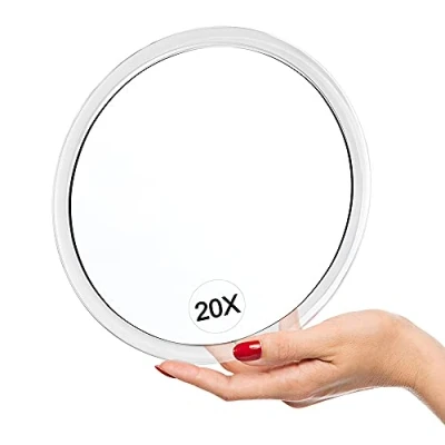 Afbeelding van 20X vergrotende spiegel met zuignappen 15cm Perfect voor make upspiegel Pincet Mee eter en vlekken verwijderen Wenkbrauwen plukken Ideaal thuis op reis Zie details duidelijk