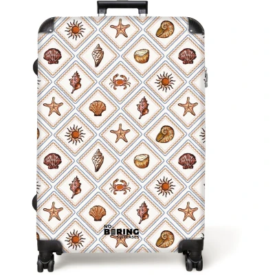 Afbeelding van NoBoringSuitcases.com® Koffer groot Reiskoffer lichtgewicht Oranje strand print Rolkoffer met 4 wielen Grote trolley XL 98 liter bagage