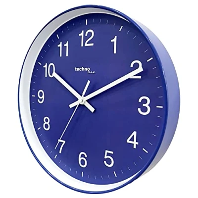 Afbeelding van Technoline WT7520 analoge wandklok zonder tikken, kwarts, blauw, 25cm