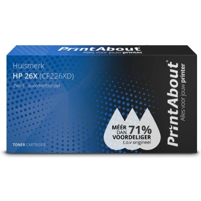 Afbeelding van Huismerk HP 26X (CF226XD) Toner Zwart Voordeelbundel 2 pack Hoge capaciteit
