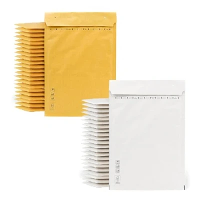 Afbeelding van gewatteerde enveloppen, luchtkussenenveloppen in licht en wit, enveloppen verschillende maten, m office (100 x 165 mm, 50 stuks)