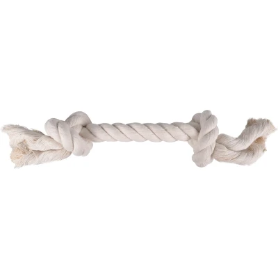 Afbeelding van Flamingo Hondenspeelgoed Cotton Flos Jack met 2 Knopen Wit 20 x 5 cm