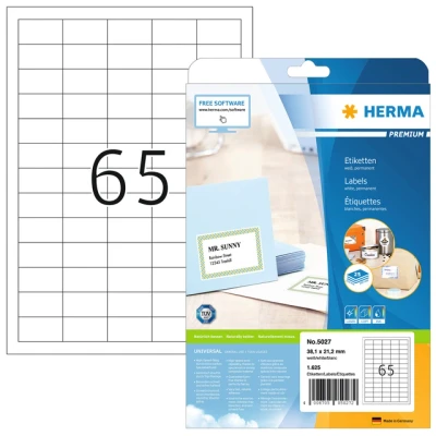 Afbeelding van Etiket HERMA 5027 A4 38.1x21.2mm premium wit