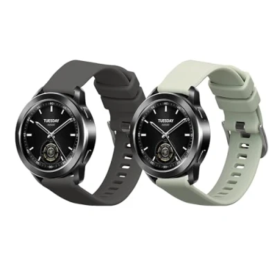 Afbeelding van kwmobile 2x horlogebandjes geschikt voor Xiaomi Watch S3 bandje Smartwatch bandjes van TPU Activity tracker horloge band in donkergrijs / pastelgroen