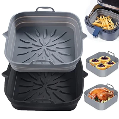 Afbeelding van 2 stuks Air Fryer siliconen pot, opvouwbare vorm, bakplaat, herbruikbare airfryer liner heteluchtfriteuse, voor Airfryer, Keukenaccessoires, Heteluchtfriteuse