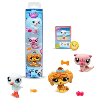 Afbeelding van Littlest Pet Shop Bandai Country Pets BF00617 Set met 3 huisdieren, accessoires, verzamelkaart en virtuele code, generatie 7, huisdieren #43#118#111, kinderen vanaf 4 jaar +
