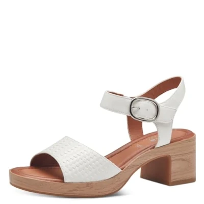 Afbeelding van Jana Softline 8 28374 42 Damessandalen, 100, wit, platte comfortabele extra brede alledaagse schoen, feestelijk, elegante sandalen met hak, 38 EU breed, Breed