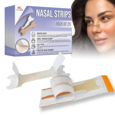 Afbeelding van Anti Snurk Neusstrips, Tegen Snurken voor Vrouw &amp; Man, Kan Neus Verminderen, Helpt bij Congestie Verlichting, Flexibele Stof, Huidvriendelijke Kleefstof, Pak 25 Small Mobi Lock