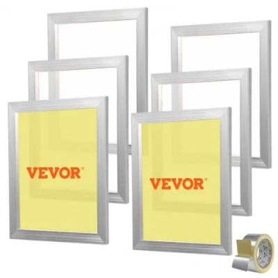 Afbeelding van VEVOR Zeefdruk Kit, 6 stuks. Aluminium scherm afdrukken Frame, 16 x 20 Inch Frame met 110 Count Mesh, High Voltage Nylon Mesh &amp; Sealing Tape voor T shirts, DIY Printing enz.