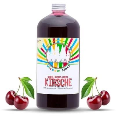 Afbeelding van Rainbow slush siroop vrij van azo, 1 liter fles, concentraat voor slushy maker, ijs, machines, dranken, 1:5 tot 1:20 (kers)