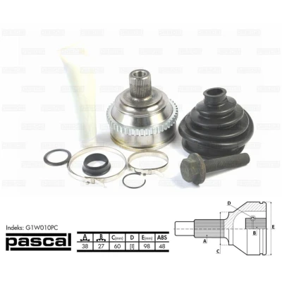 Afbeelding van Homokineet reparatie set, aandrijfas PASCAL G1W010PC