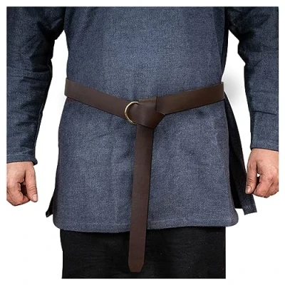 Afbeelding van HiiFeuer Middeleeuwse PU Lederen Ringriem, Retro Renaissance Klinknagels Riem Voor LARP, Ren Faire &amp; Halloween Feesten(bruin A)