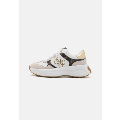 Afbeelding van Guess Luckei Sneakers laag, Dames, Maat: 37, White/brown Leer/ synthetisch
