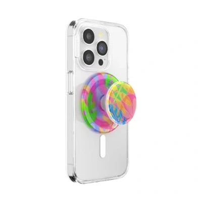 Afbeelding van PopSockets Ronde telefoongreep compatibel met MagSafe, inclusief adapterring, telefoonhouder, draadloos opladen Boca Palm