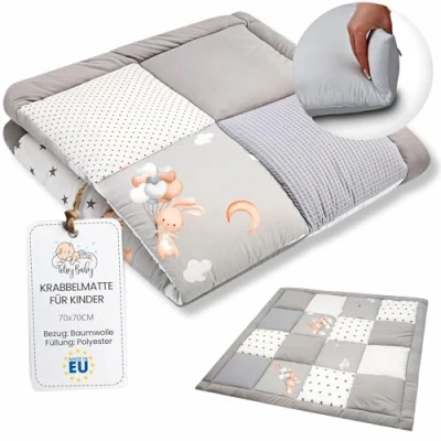 Afbeelding van Kruipdeken voor baby 70x70 cm dikke speelkleed speelmat en babymat zachte mat kinderen baby&#039;s grote patchworkdeken vloermatras kinderkamer Konijn