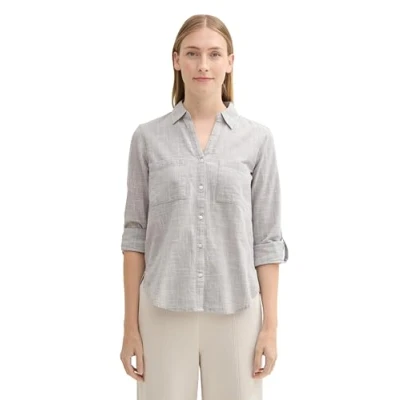 Afbeelding van TOM Tailor MIT Brusttaschen Overhemdblouse, Dames, Maat: 36, Explicit grey