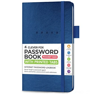 Afbeelding van Clever Fox Wachtwoord Book Pocket Klein Internet Adres &amp; Journal Organizer Computer Website Log in Keeper Notebook (Mystic Blue)