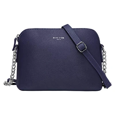 Afbeelding van David Jones Dames Kleine Crossbodytas Ketting Schoudertas Handtas PU Leer Ritssluiting Messenger Tassen Vrouwen Citytas Avondtas Crossover Bag Reis Mode Blauw