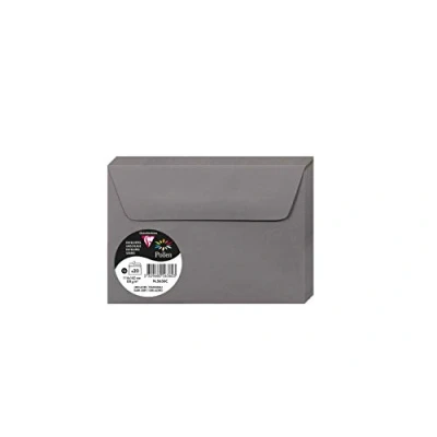 Afbeelding van Clairefontaine 5636C verpakking met 20 enveloppen, zelfklevend, formaat C6, 11,4 x 16,2 cm, 120 g, kleur: staalgrijs, uitnodigingen voor evenementen en matching, serie pollen, premium papier, glad