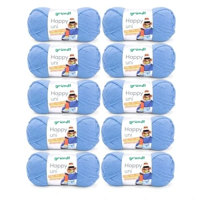 Afbeelding van Gründl Happy uni (brei en haakgaren met wolachtig karakter van 100% polyacryl, anti pilling, 100 g / 250 m, naalddikte: 4 5, 10 x g), lichtblauw